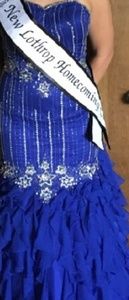 Blue formal strapless dress